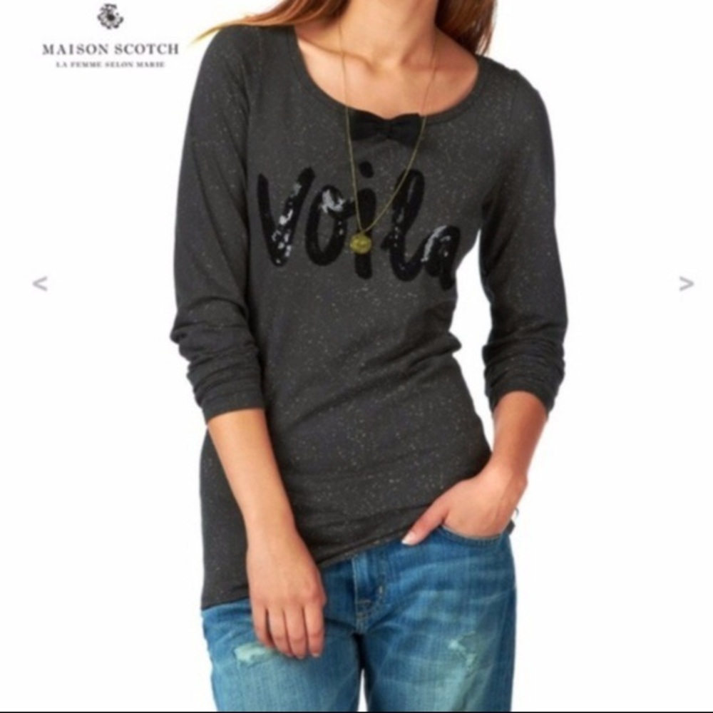 Maison Scotch “Voila” sequin long sleeve top